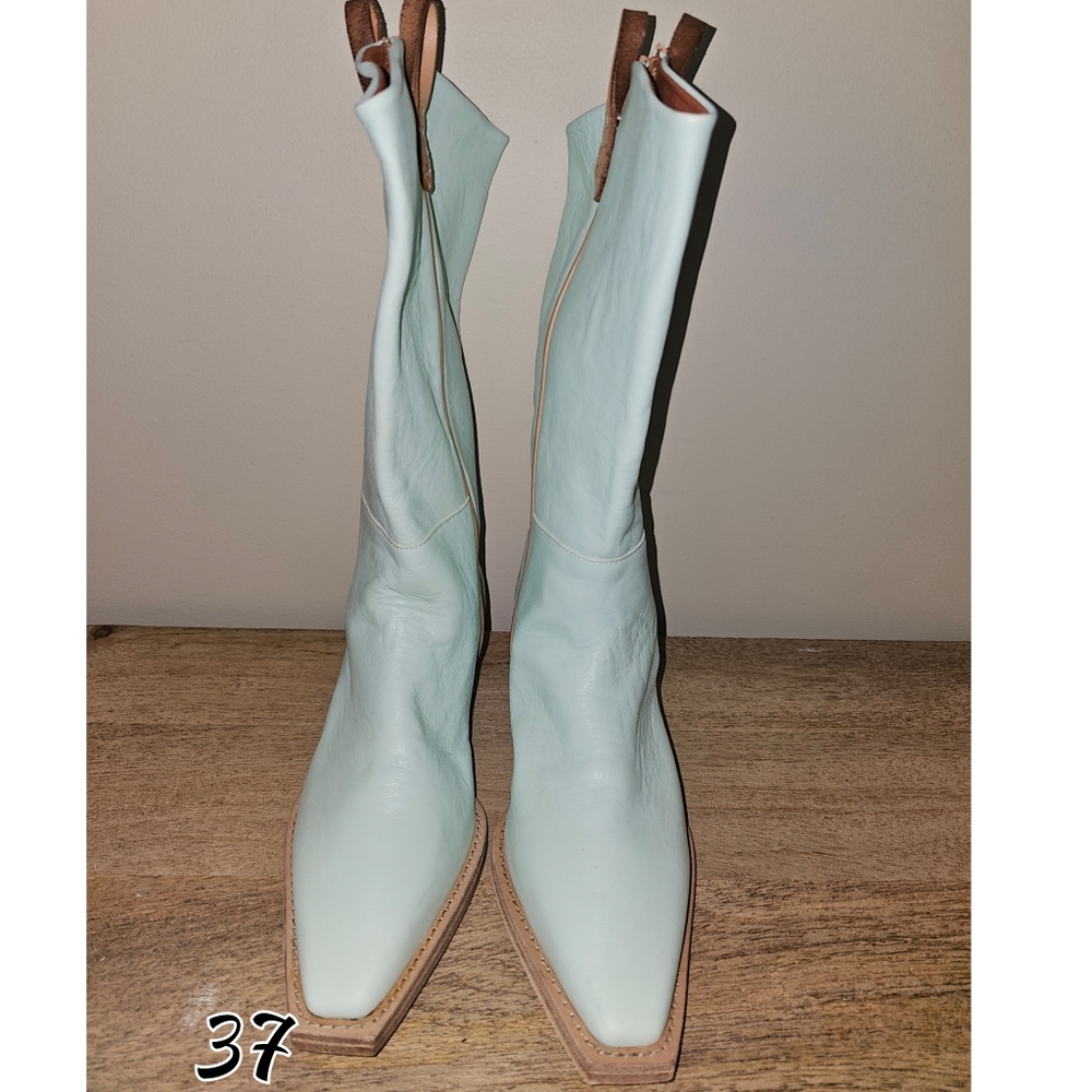 Free People WE THE FREE Montage Tall Boots Cactus Milk Leather - Picture 13 of 16